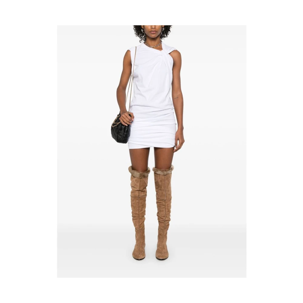 Isabel marant Witte Knoopdetails Asymmetrische Hals Jurk White Dames