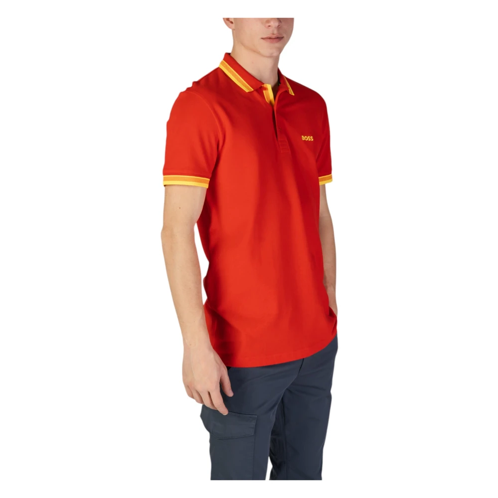 Hugo Boss Rode Plain Cotton Polo Shirt Red Heren