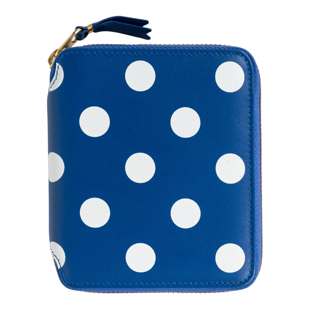 Comme des Garçons Blauwe Polka Dot Portemonnee Ritssluiting Blue Unisex