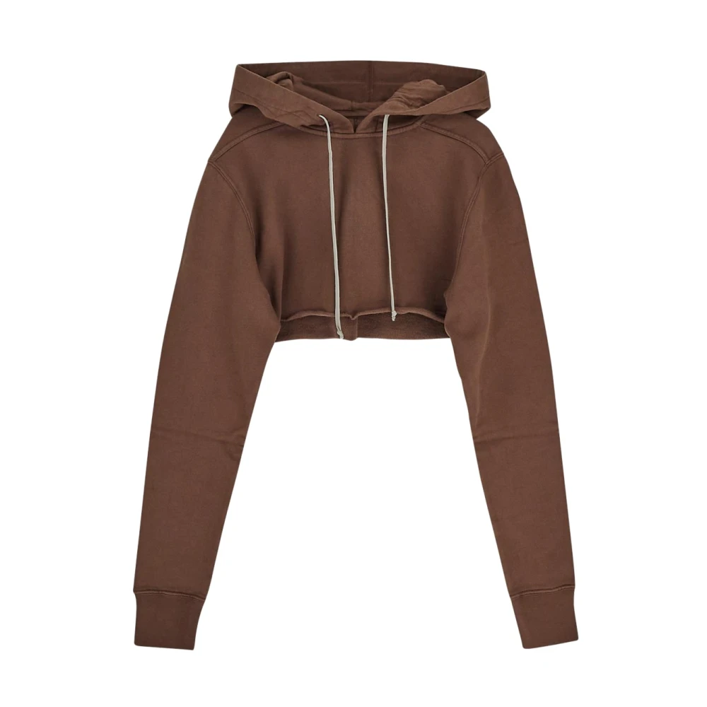 Rick Owens Katoenen Cropped Hoodie Brown Dames