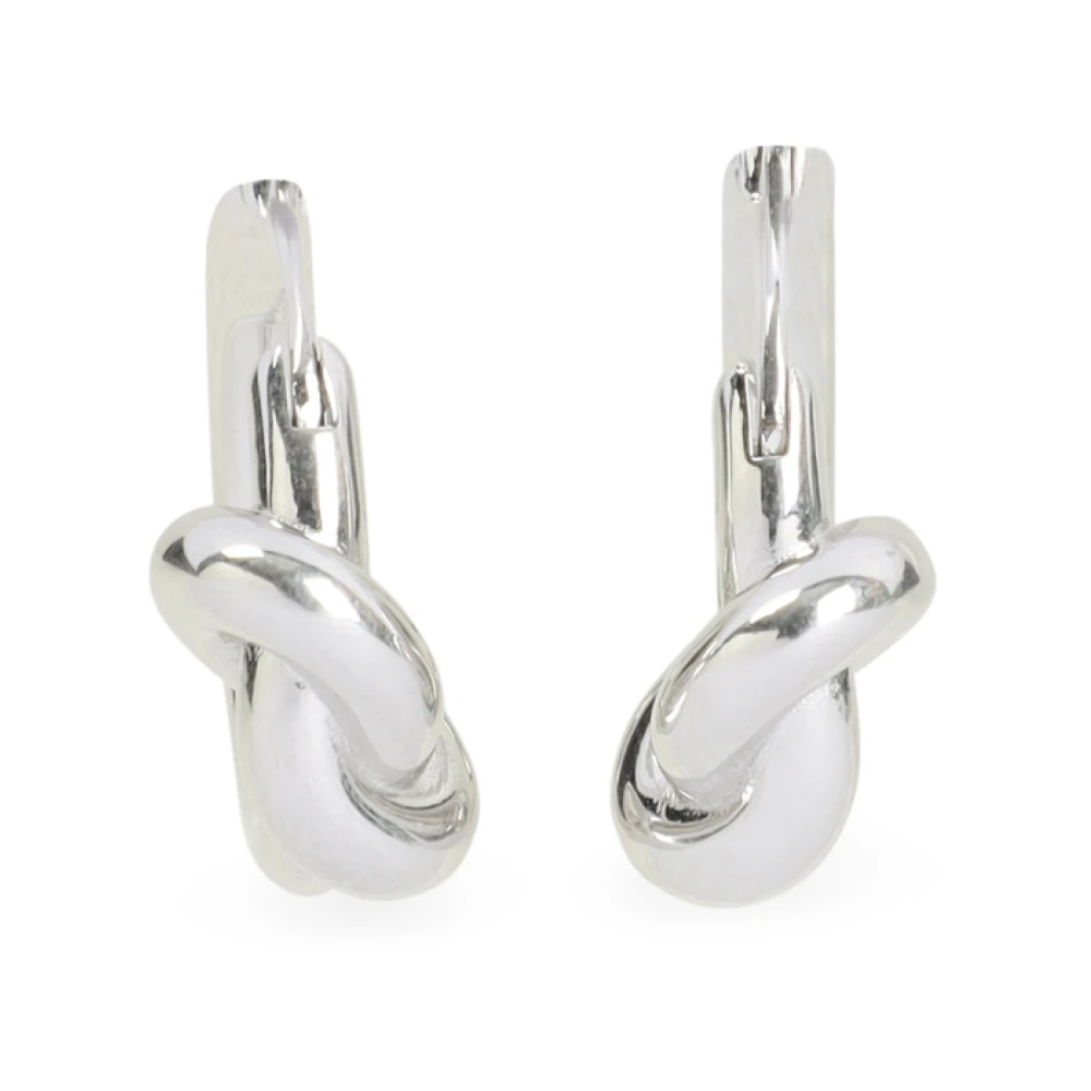 Celine Women's Gray Earrings, One Size, Knot Small Hoops