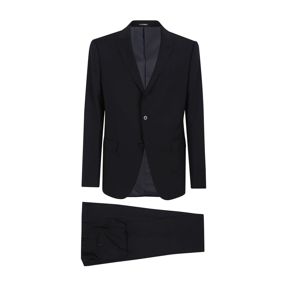 Emporio Armani Men's Blue Single Breasted Suits, L, Suit Classic Style