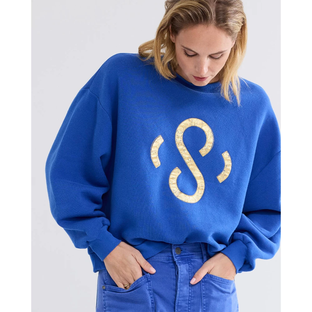 Summum Woman Vintage Sweat Lange Mouw Blouse Blue Dames