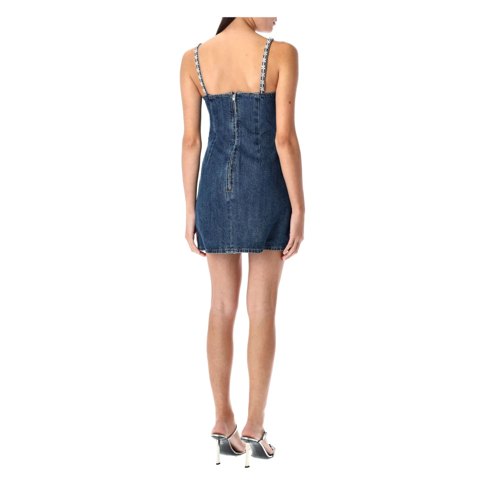 Self Portrait Blauwe Denim Strappy Mini Jurk Blue Dames