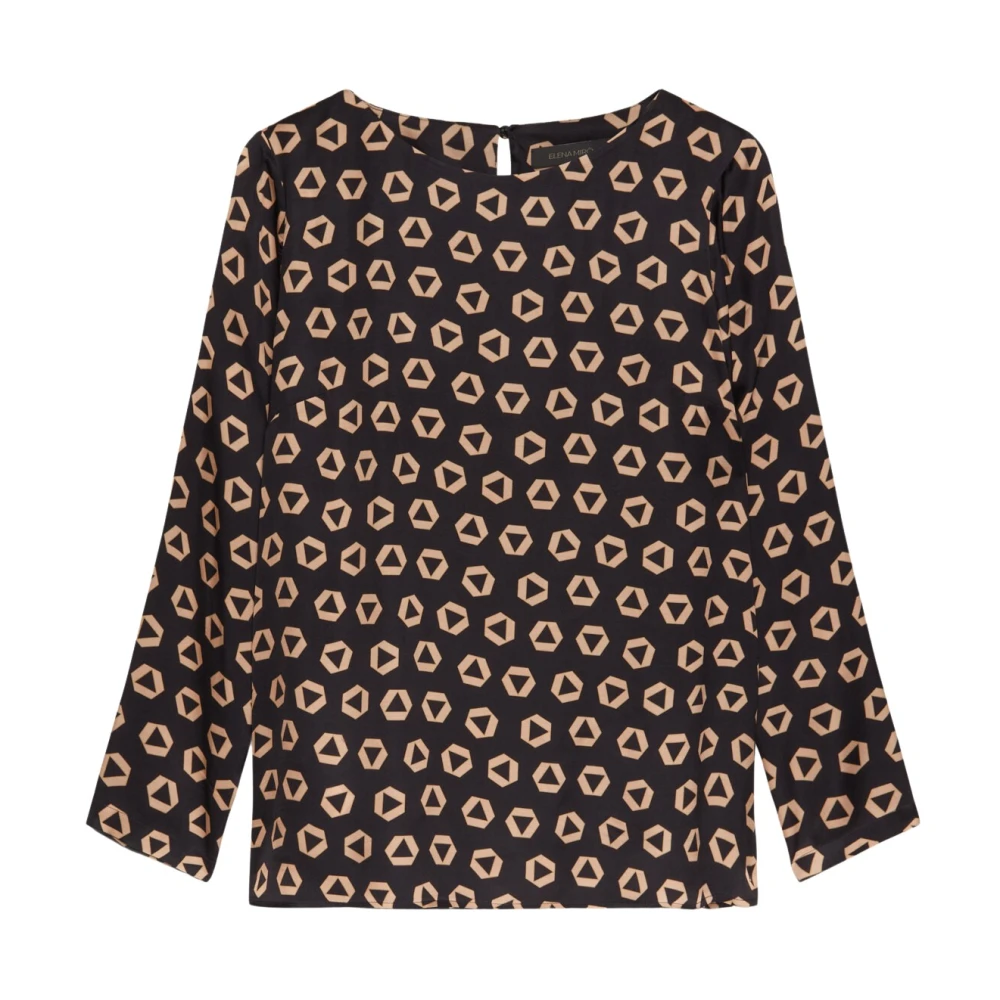 Elena Mirò Bedrukte satijnen blouse Blue Dames