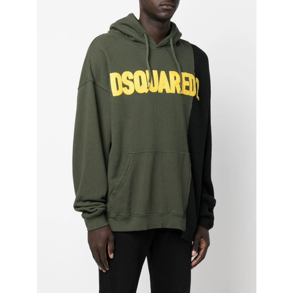 Dsquared2 Militair Groene Patchwork Hoodie Green Heren