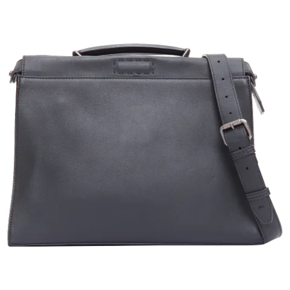 Fendi Vintage Pre-owned Leather briefcases Black Dames