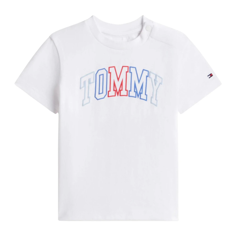 Tommy Hilfiger Unisex Kids White Kids Short Sleeve T-Shirts, 3 M, Outline Logo Jersey T-Shirt