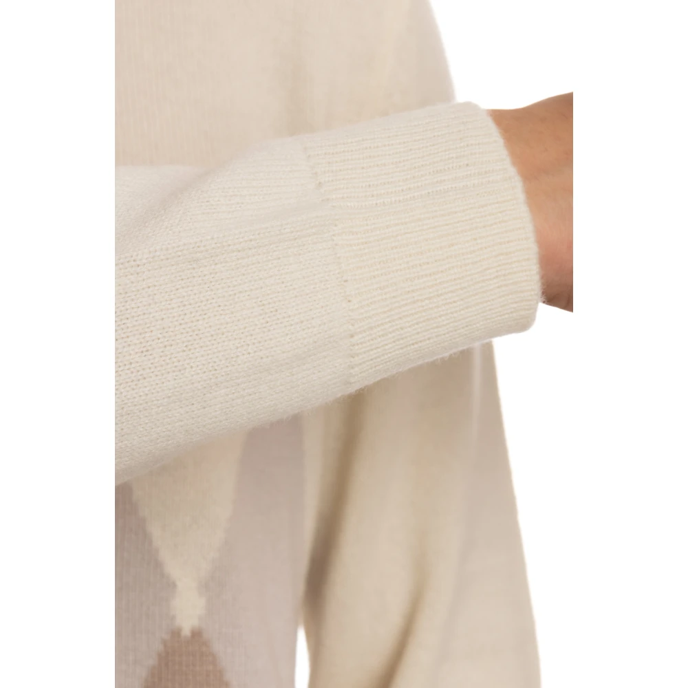 Ballantyne Klassieke Diamant Kasjmier Trui Beige Heren
