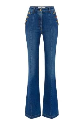 Palazzo-jeans med knapprad