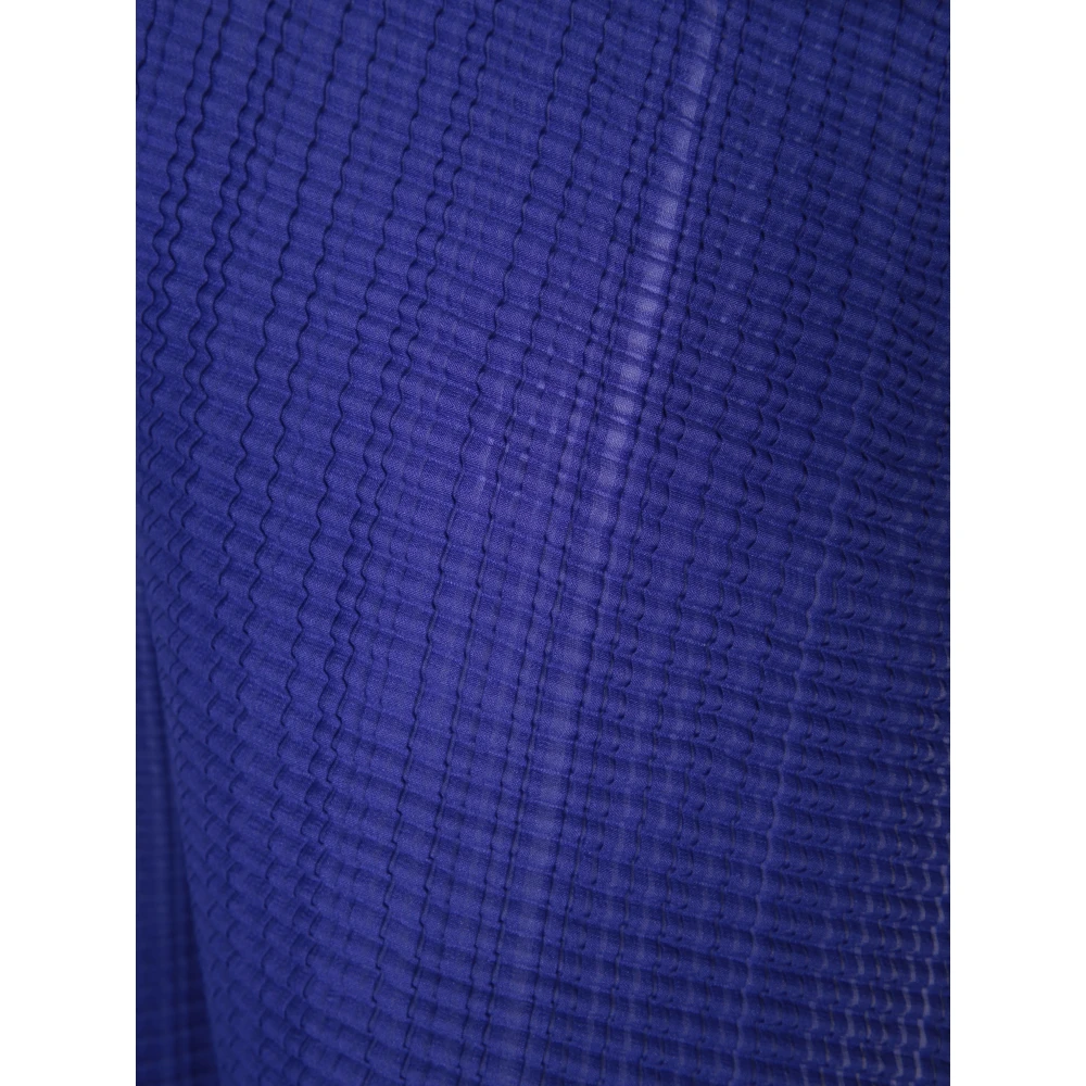 Issey Miyake Blauwe Geplooide Stof Vest Blue Dames