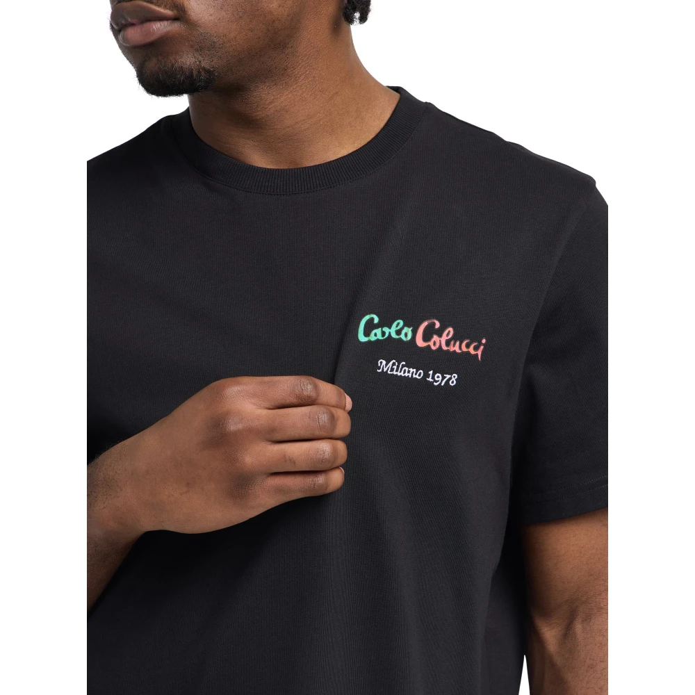 carlo colucci Pizza Bakker T-Shirt Black Heren