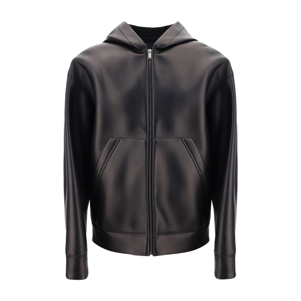 Valentino Gewatteerd Lamsskin Leren Jas met Zakken Black Heren