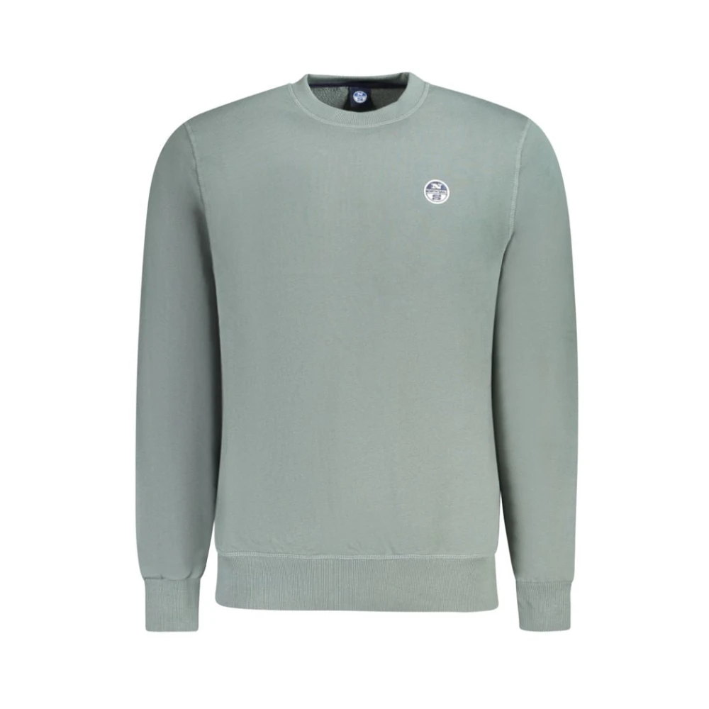 North Sails Groene Crewneck Sweatshirt met Logo Applicatie Green Heren