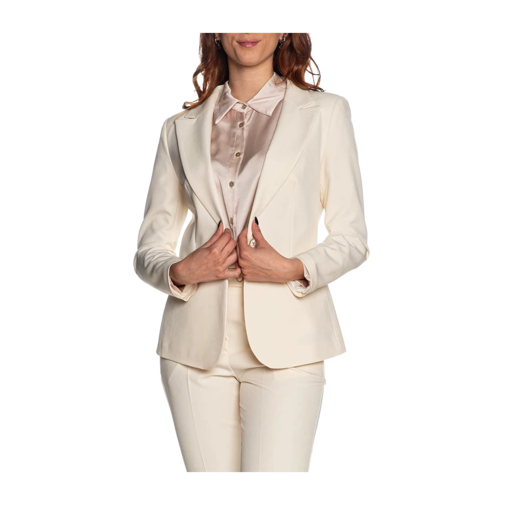 YES ZEE Beige Blazer Jas Ivoor Synthetische Stof Beige Dames
