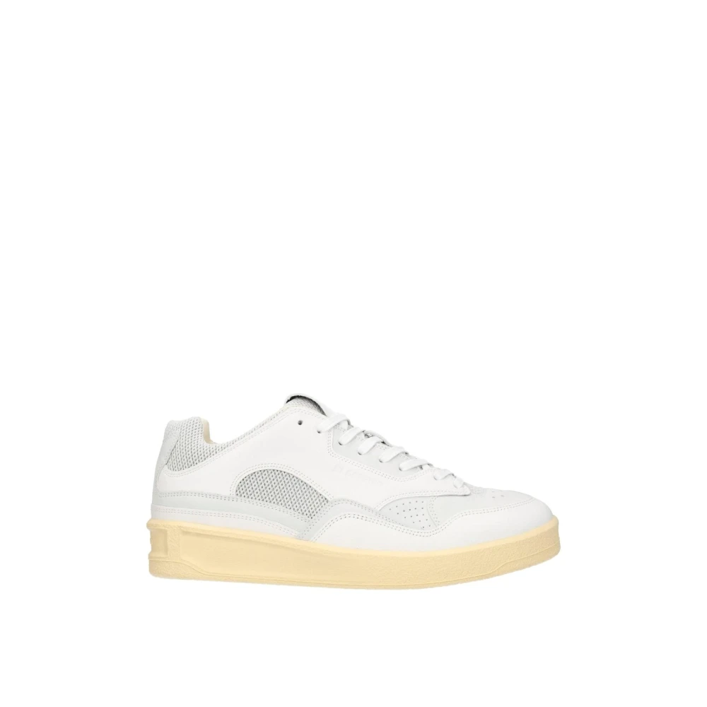 Jil Sander Men's White Leather Sneakers With Back Logo