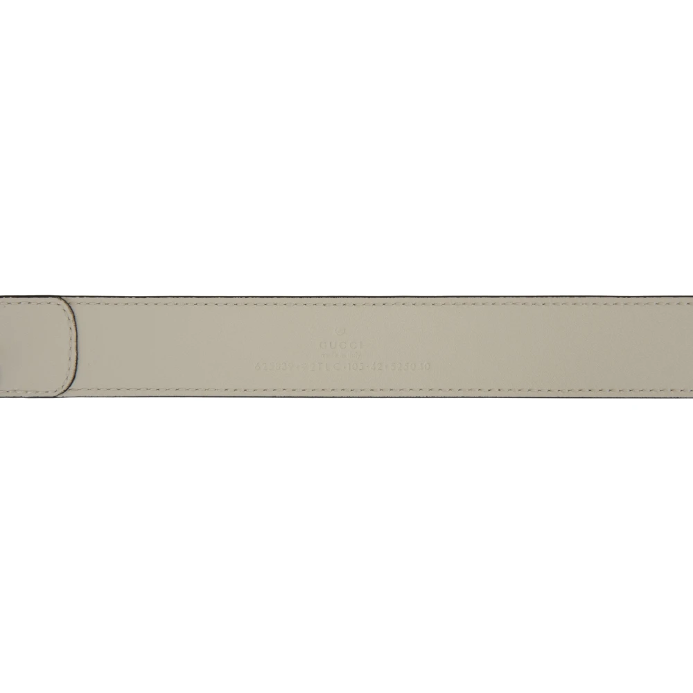 Gucci Leren Riem met GG Logo Beige Heren