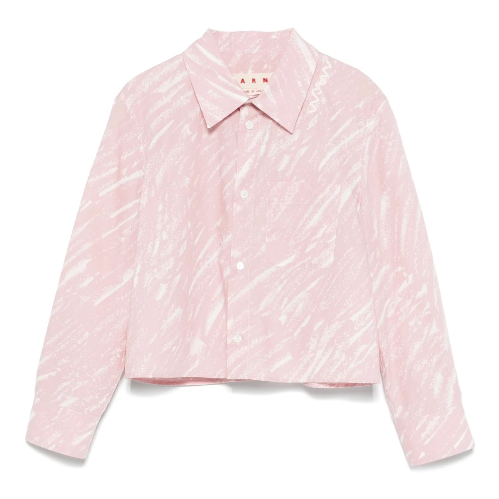 Marni Abstract Print Katoenen Overhemd Pink Dames