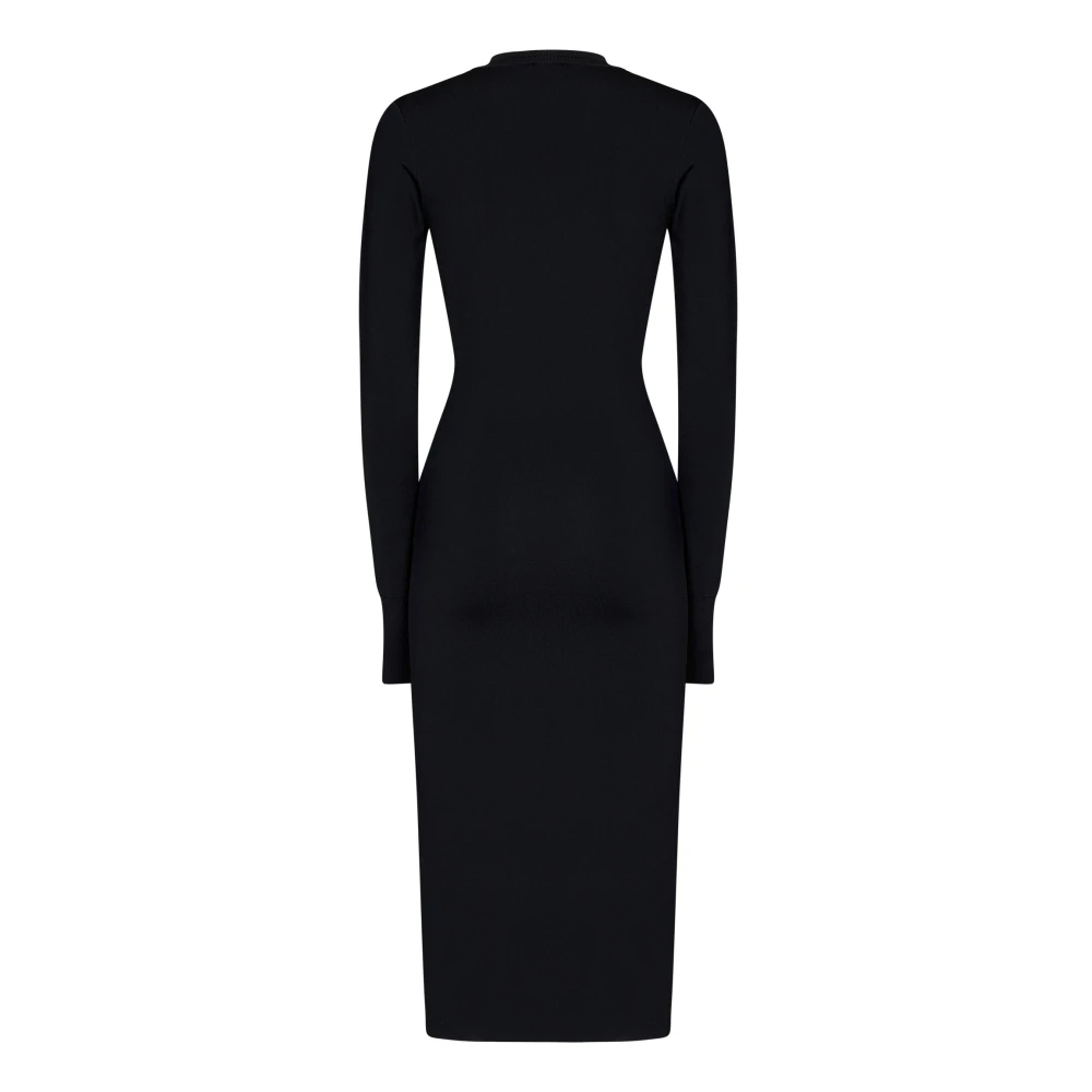 Versace Jeans Couture Zwarte Midi Jurk met Front Cut-Out Black Dames