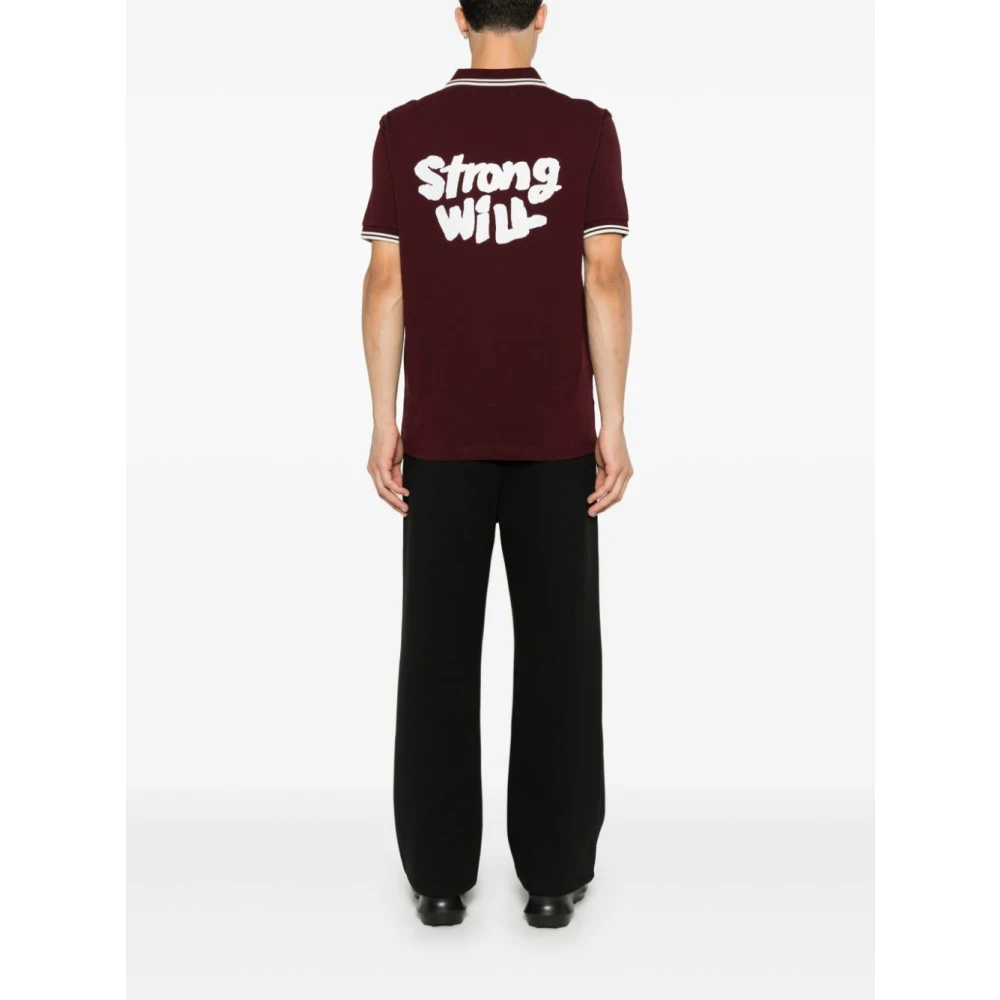 Comme des Garçons Bordeaux Polo Shirt met Logo Borduurwerk Red Heren