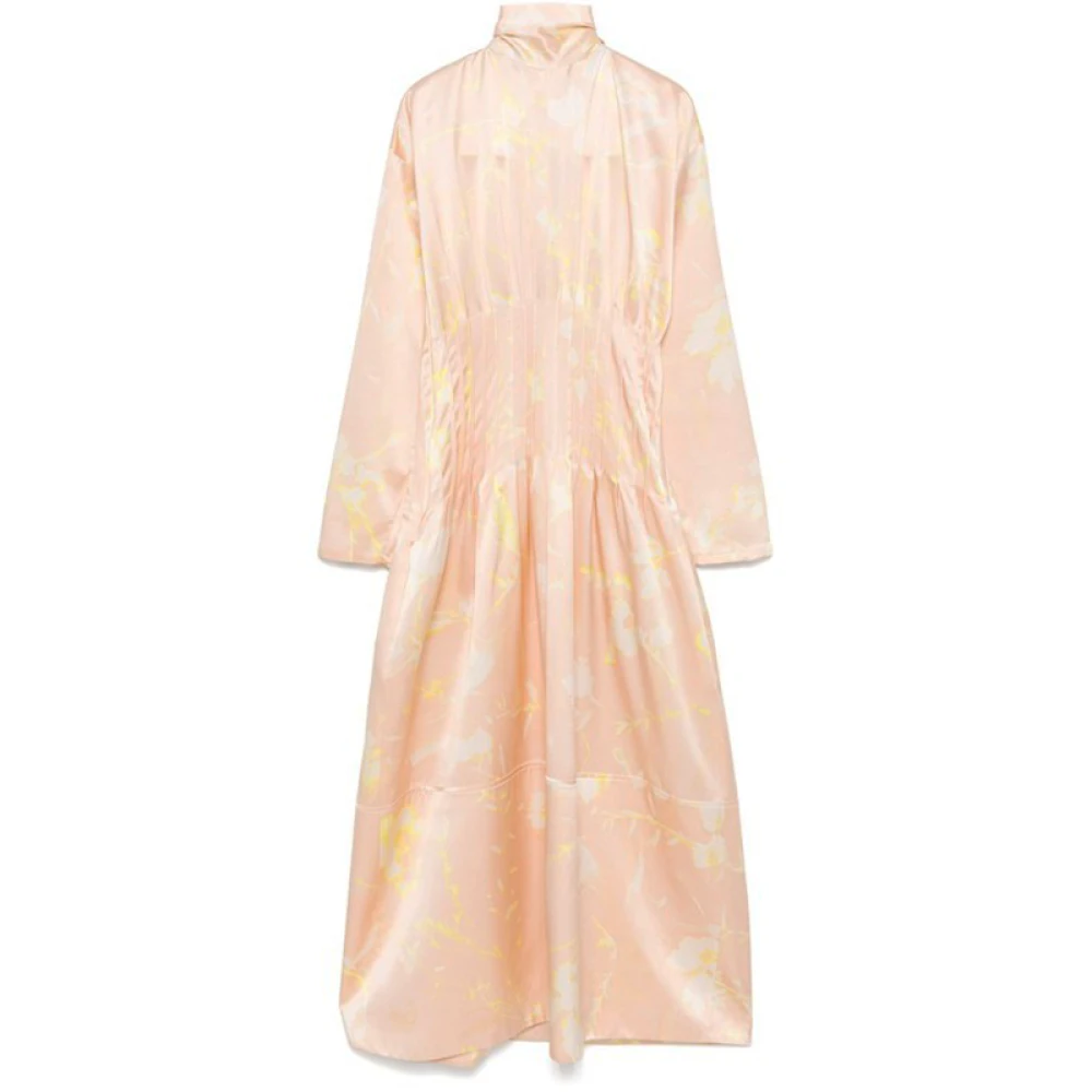 Fabiana Filippi Bloemenprint Midi Jurk met Strik Beige Dames