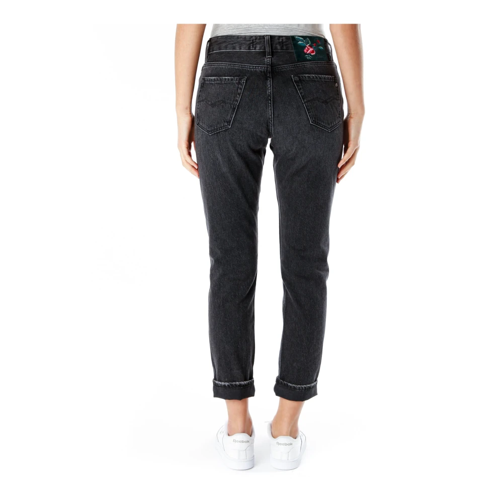 Replay Cropped Boyfriend Jeans Black Dames