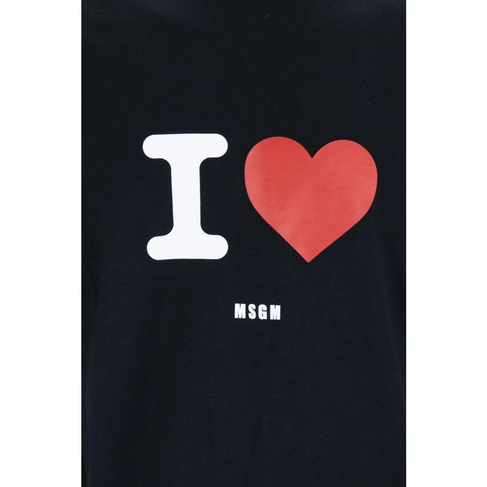Msgm Heren Grafische Print Katoenen T-Shirt Black Heren