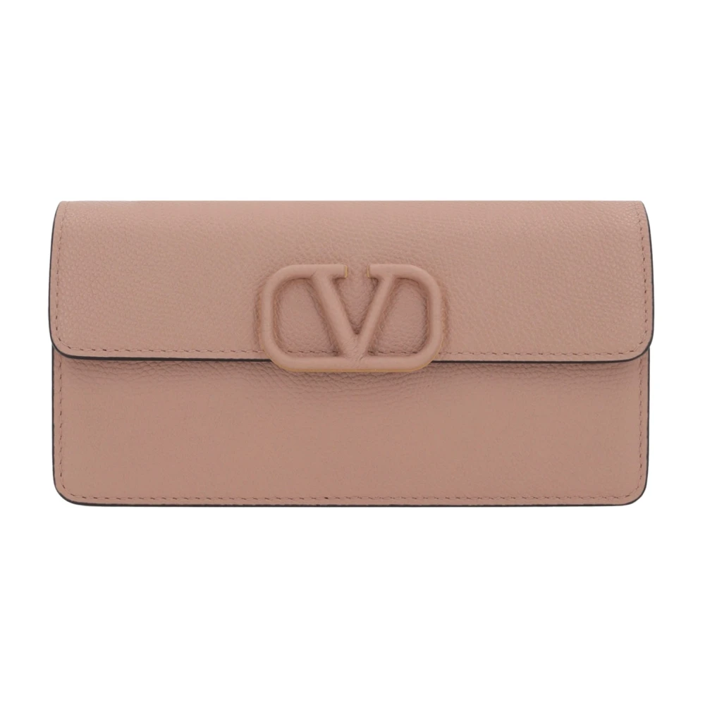 Valentino Garavani Kettingportemonnee in Naakt Gehamerd Leer Pink Dames