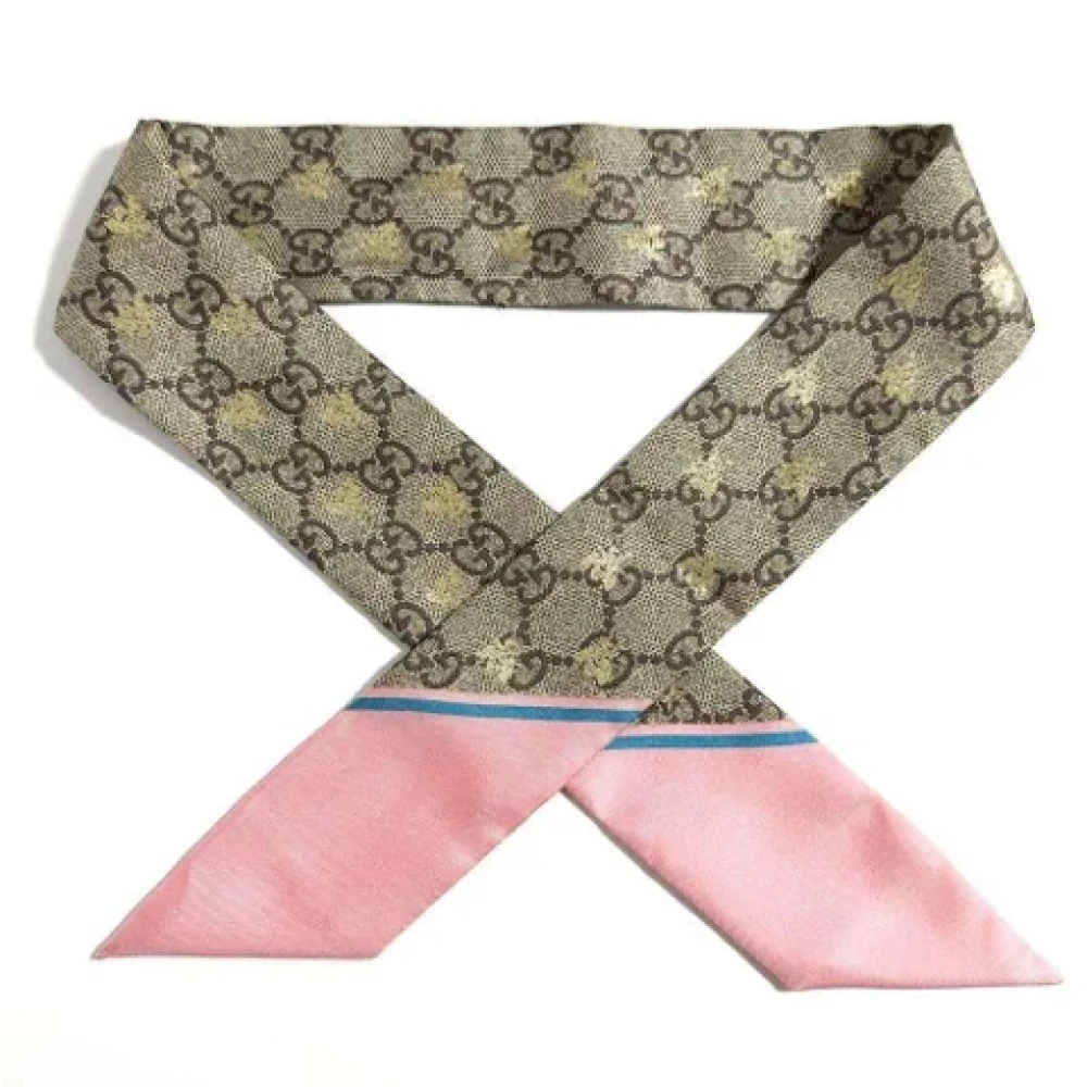Gucci Vintage Pre-owned Silk scarves Beige Dames