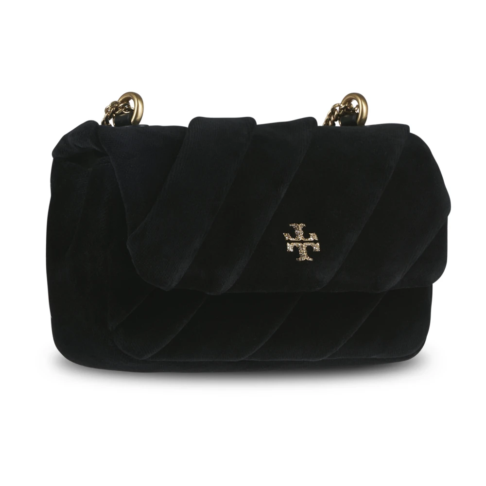 TORY BURCH Zwarte Velvet Mini Flap Tas Black Dames
