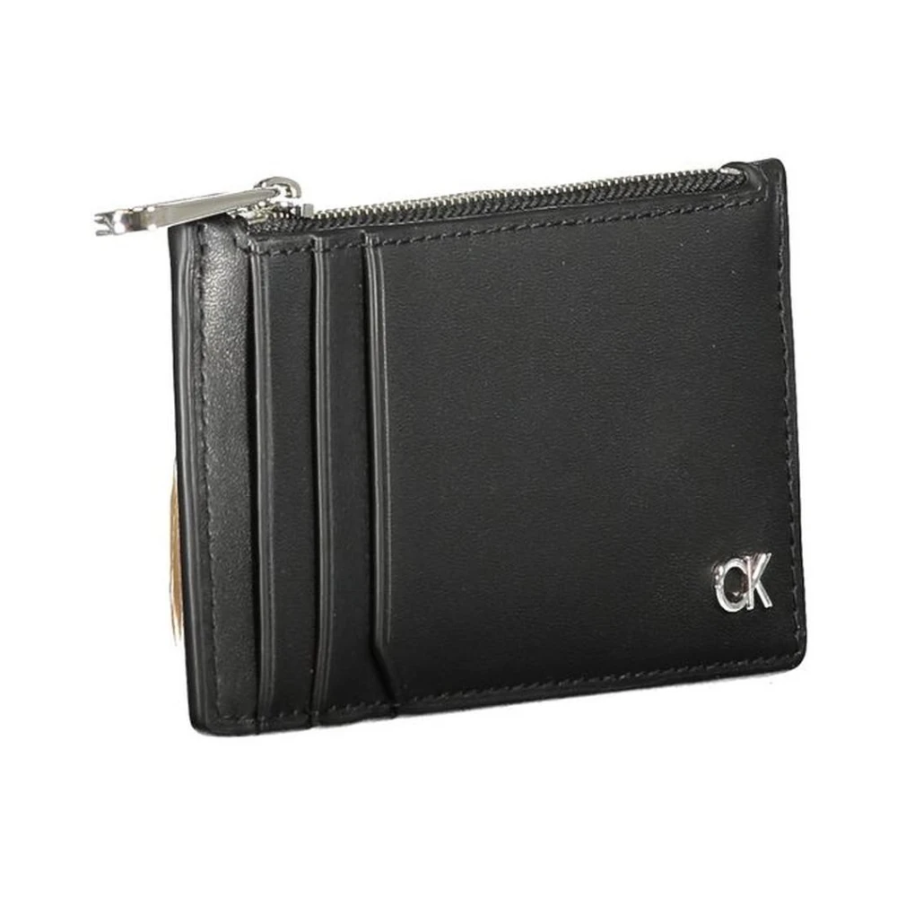 Calvin Klein Zwarte leren portemonnee met kaarthouder Black Heren