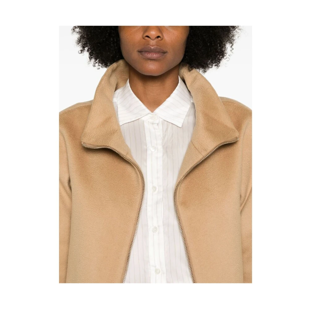 Herno Kameelwol Gelaagde Jas Beige Dames