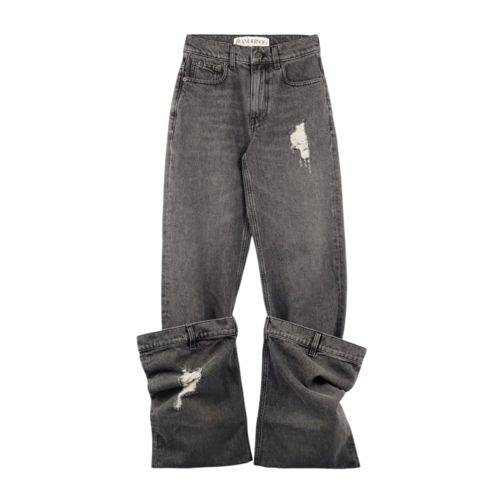 Jw Anderson Women's Gray Distressed Bucket Jeans