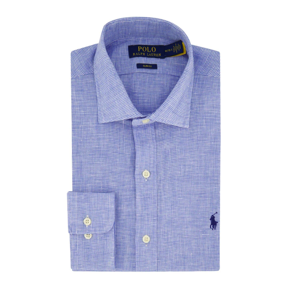 Ralph Lauren Blauw Geruit Slim Fit Business Overhemd Blue Heren