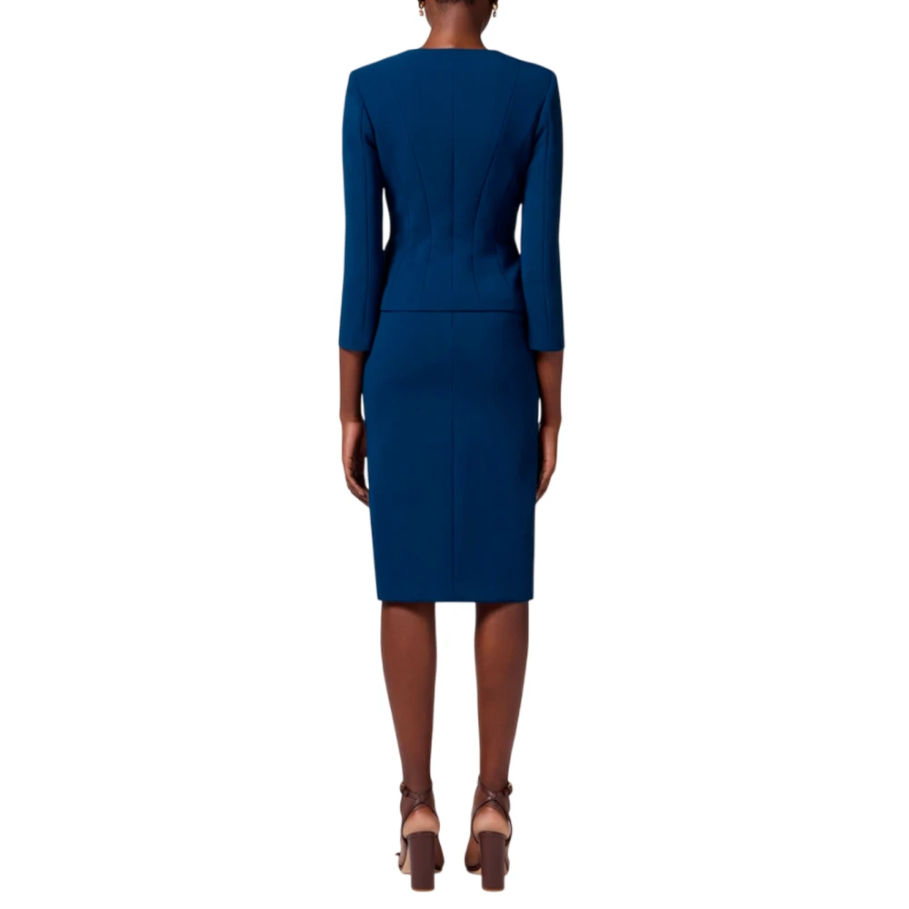 Elisabetta Franchi Double-Breasted Stretch Crepe Jacket Blue Dames