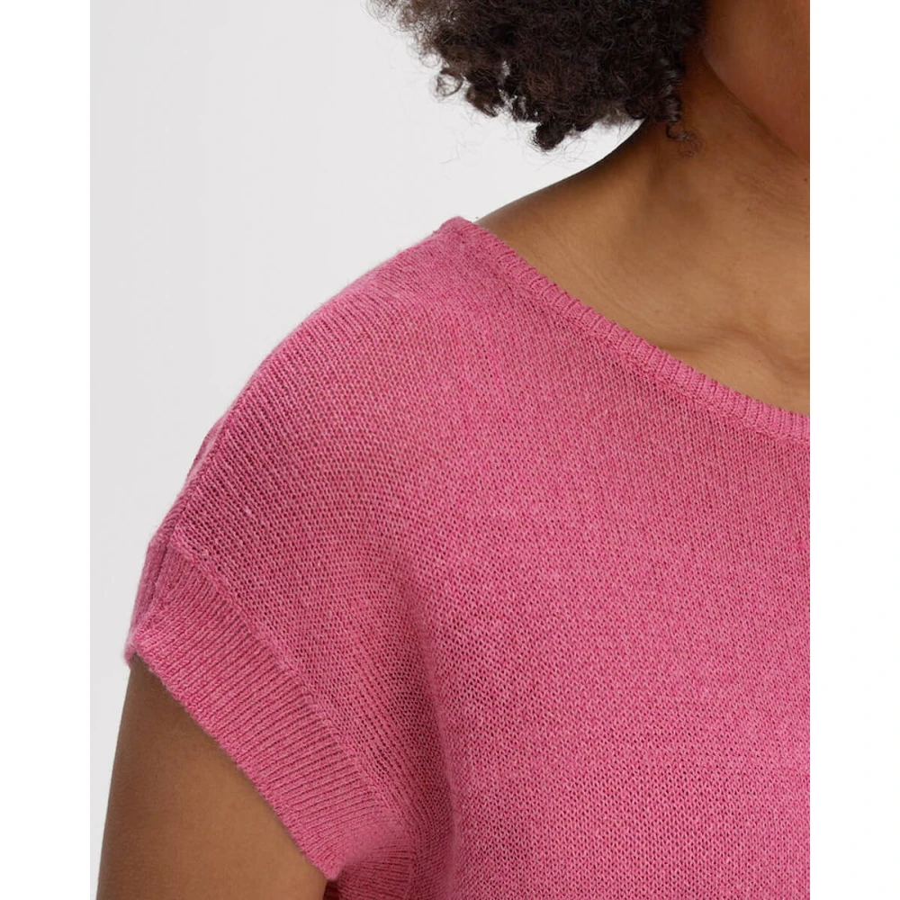 Opus Ronde-hals knitwear in linnen-viscose mix Pink Dames