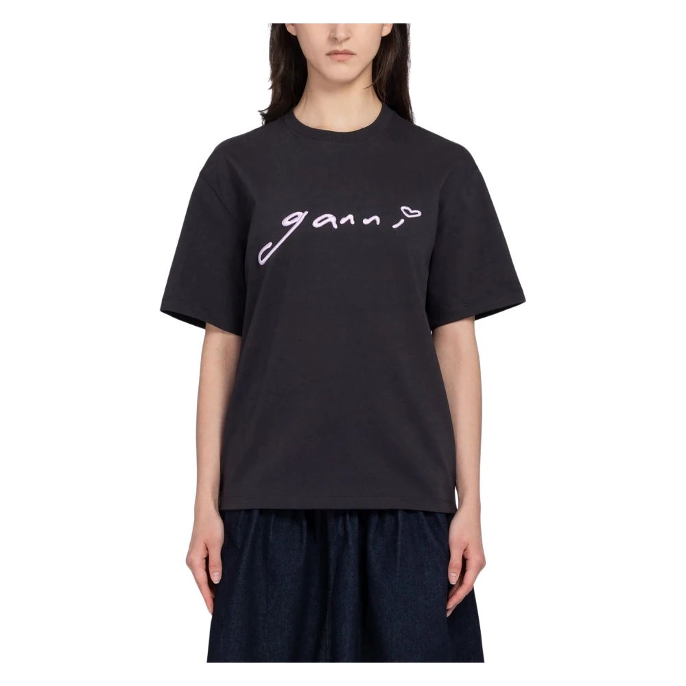 Ganni , T-Shirts, Female, Gray, M, T-Shirt