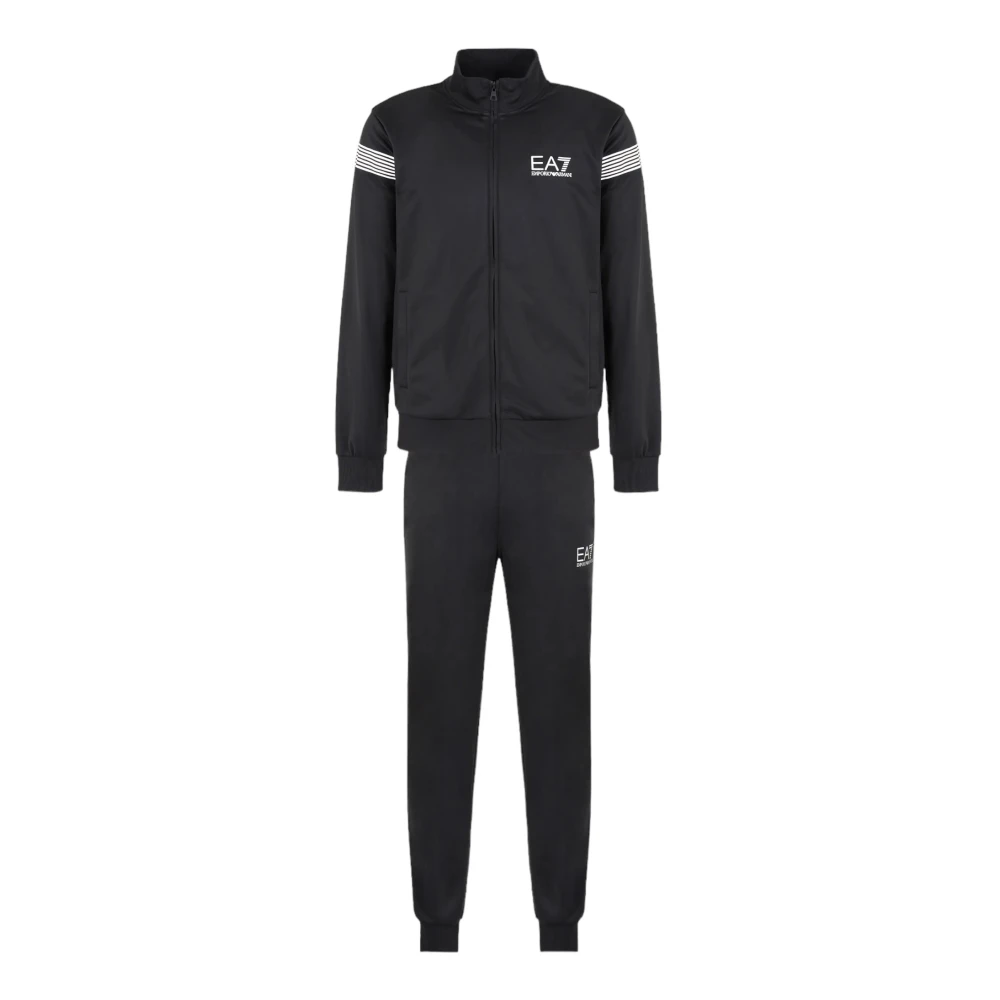 Emporio Armani EA7 Effen Logo Tracksuit met Trekkoordsluiting Black Heren