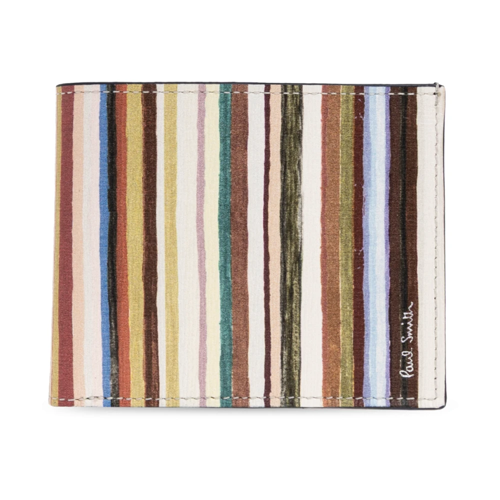 Paul Smith Mannelijk Multicolor Painted Signature Stripe Compact Billfold Portemonnee