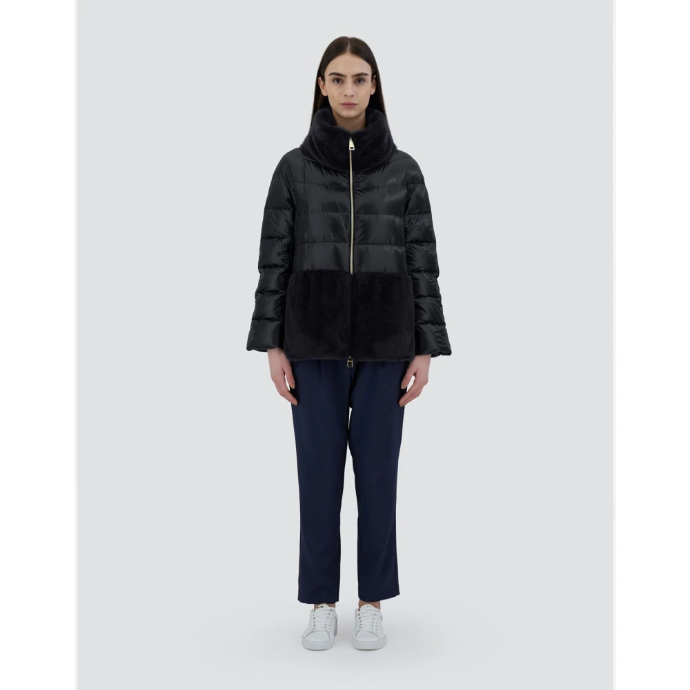 Herno Ultralichte Faux Fur Damesjas Black Dames