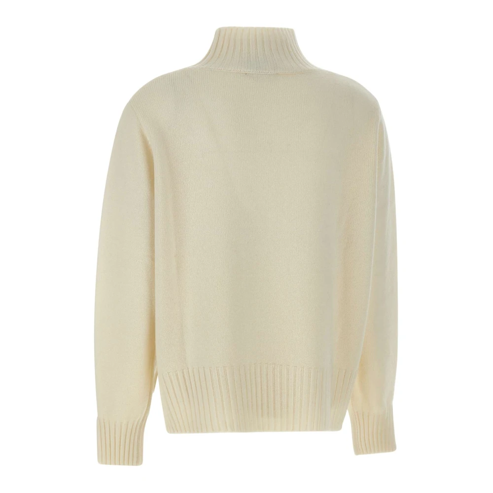 Kaos Roomwitte wollen trui met opstaande kraag Beige Dames