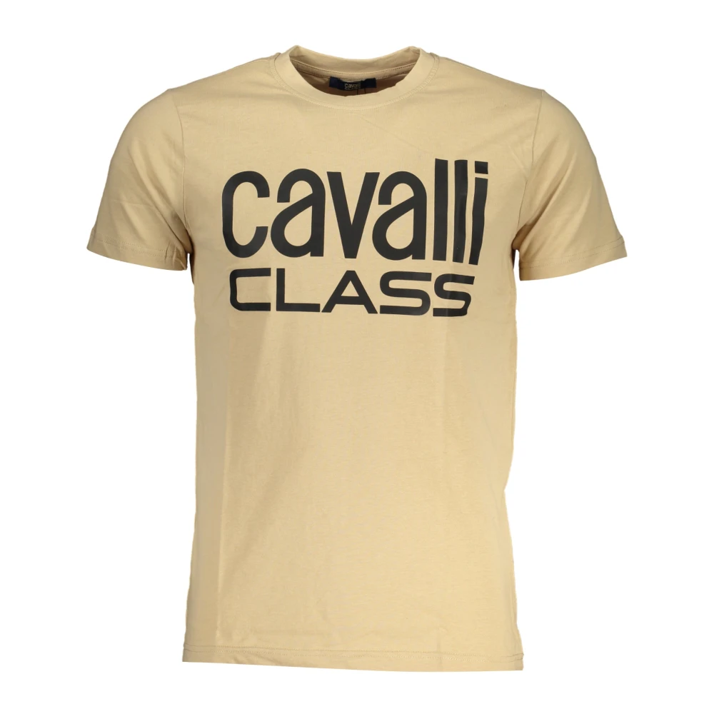 Cavalli Class Korte Mouw Logo Print T-Shirt Beige Heren
