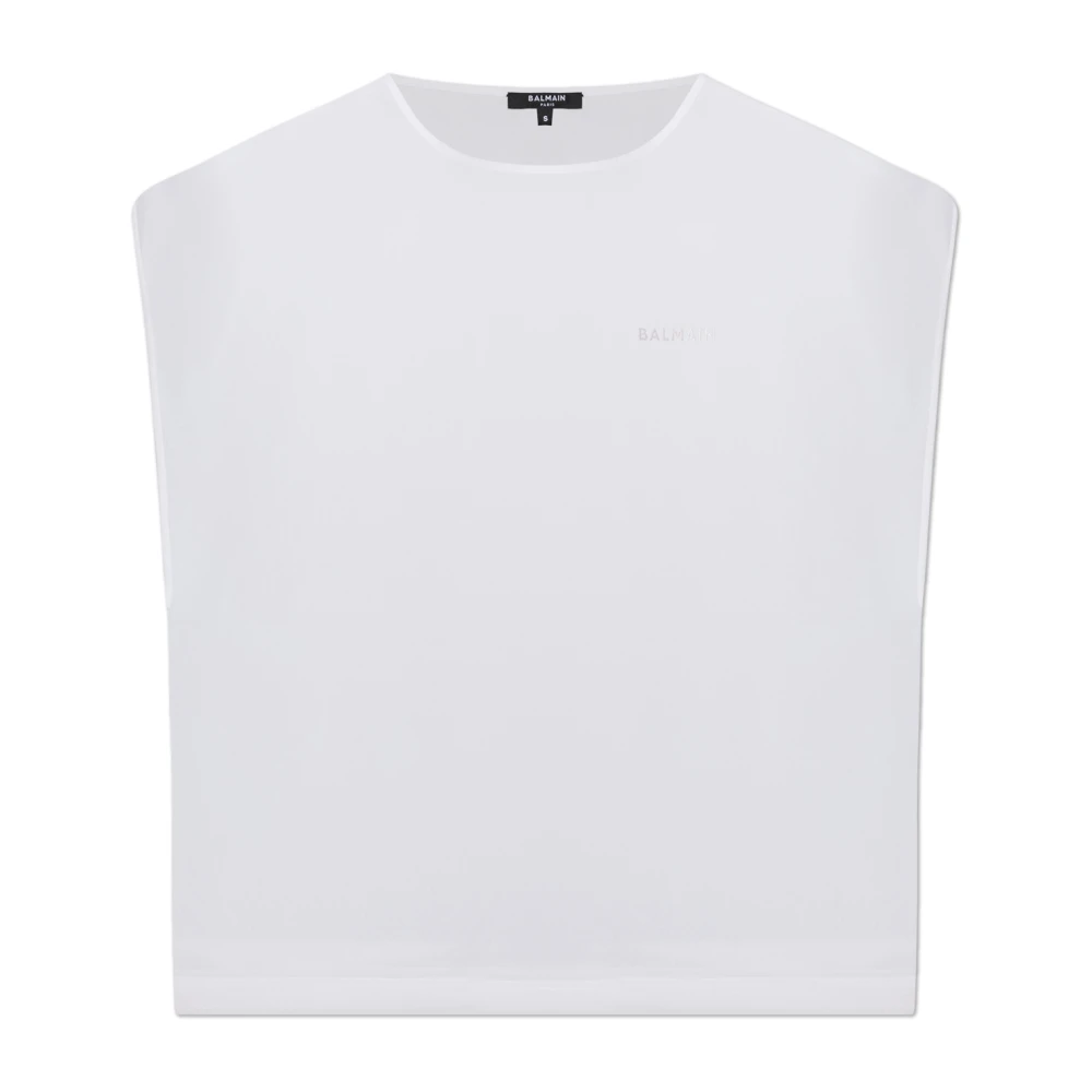 Balmain White Silk Top - Female - T-Shirts - L - Tops