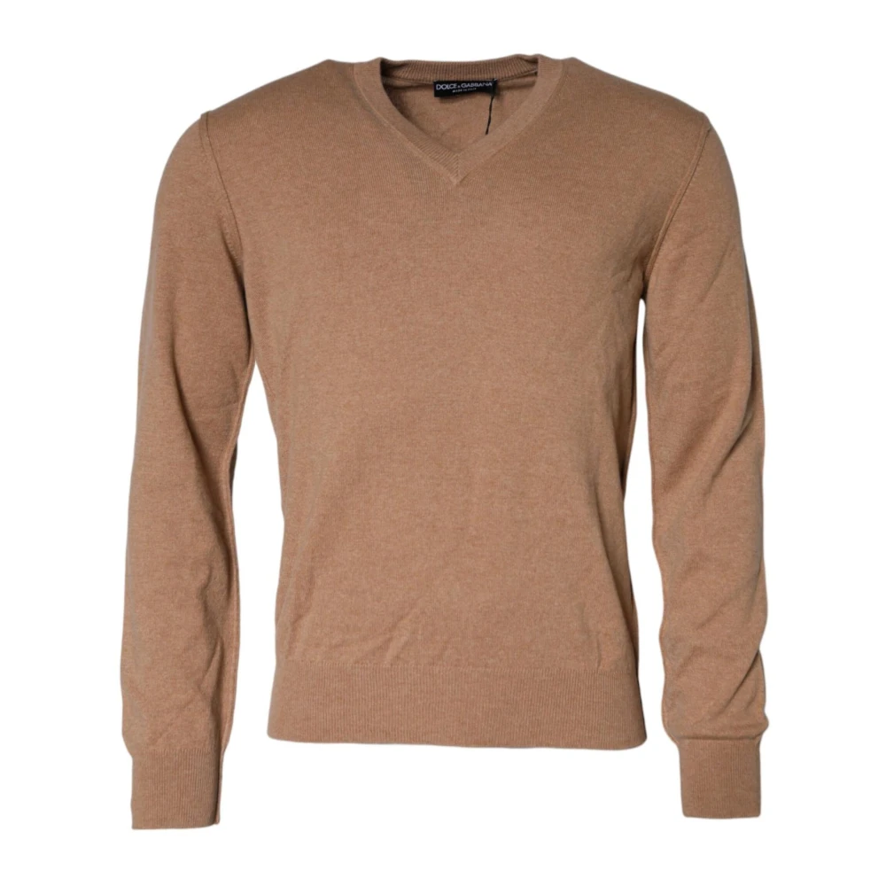 Dolce & Gabbana Men's Brown Luxurious Cashmere V-Neck Pullover Sweater