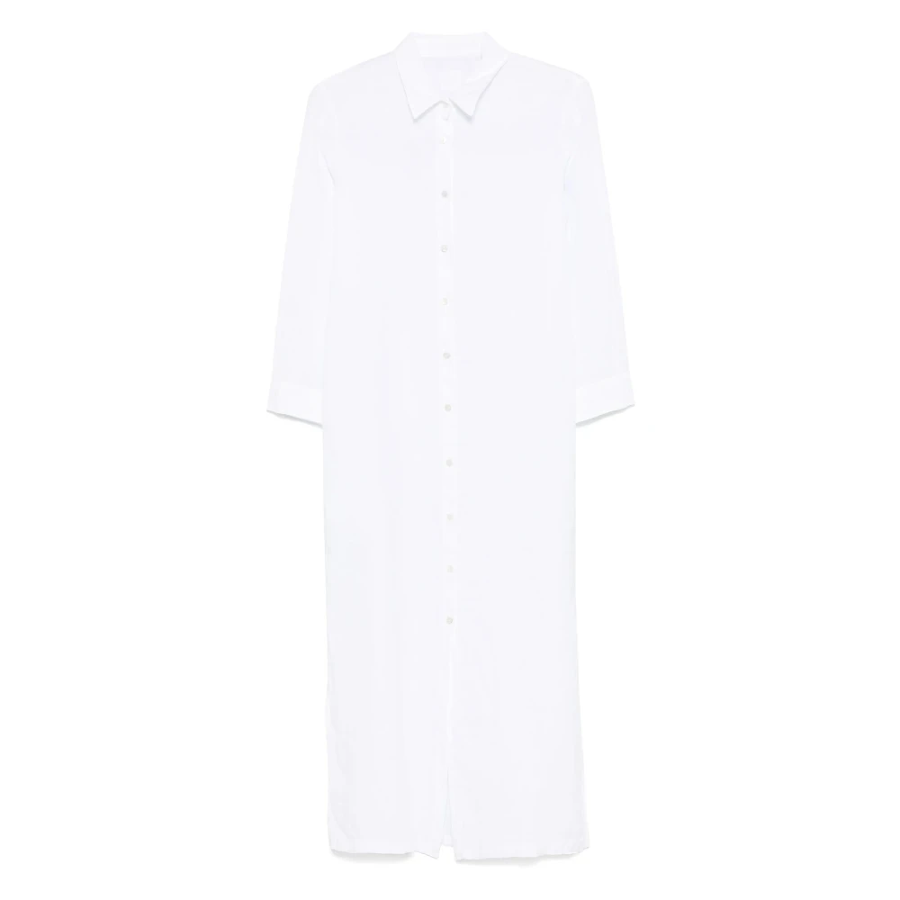 120% Lino White Linen Shirt Dress With Buttons - Female - Shirt Dresses - Xs - Dresses