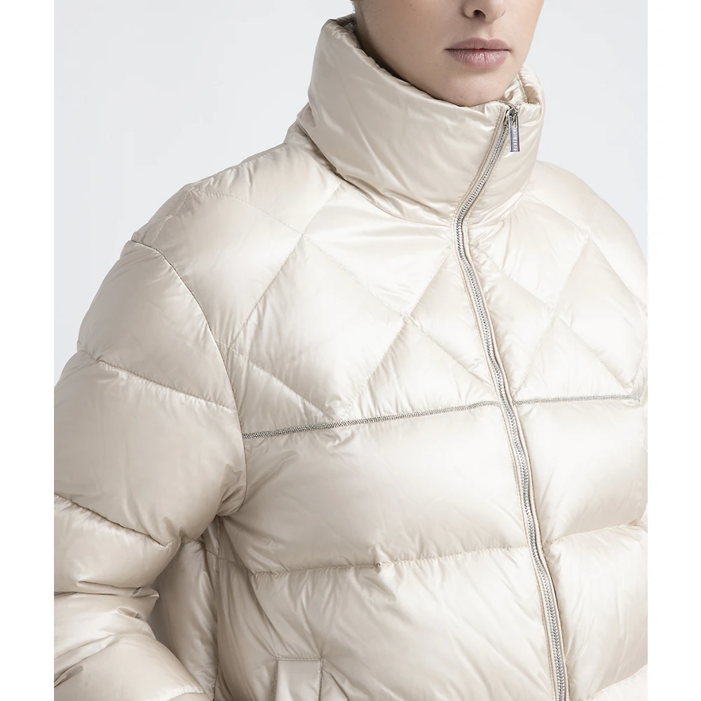 PESERICO Korte ganzendonsjas in ultralichte nylon Beige Dames