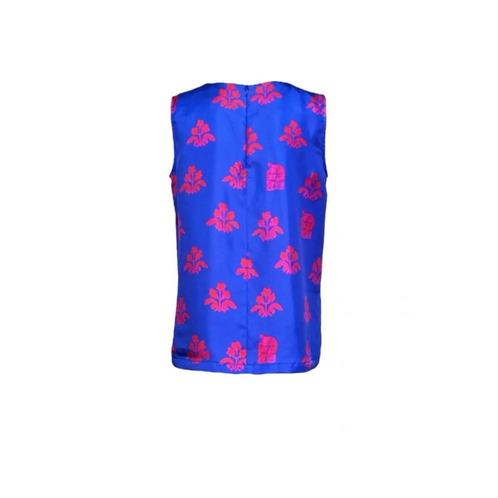Beatrice .b Zijden hemdje blauw rood patroon Blue Dames