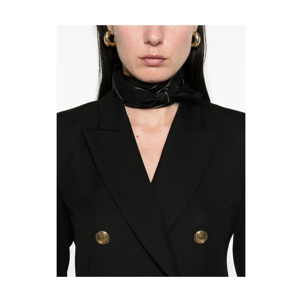 Seafarer Zwarte double-breasted jas met schoudervullingen Black Dames