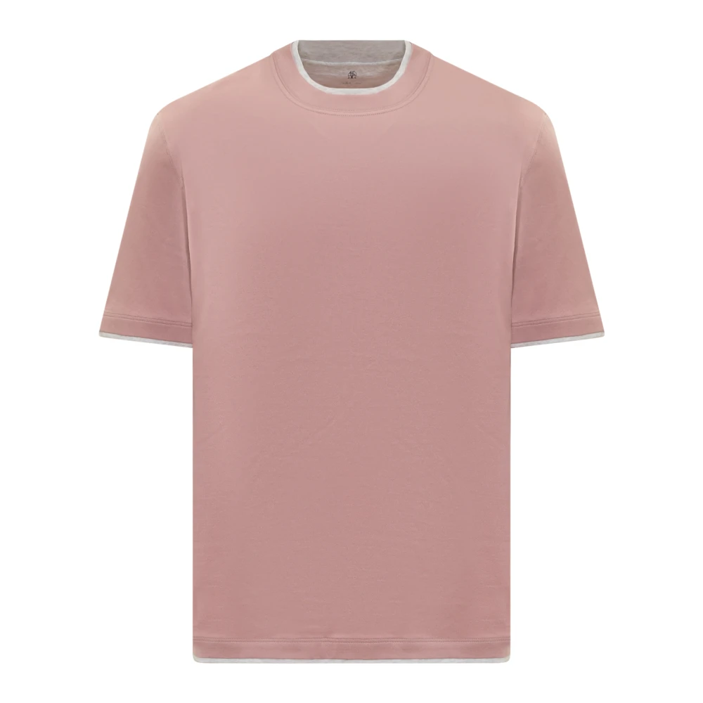 BRUNELLO CUCINELLI Slim Fit Crew Neck T-Shirt Pink Heren