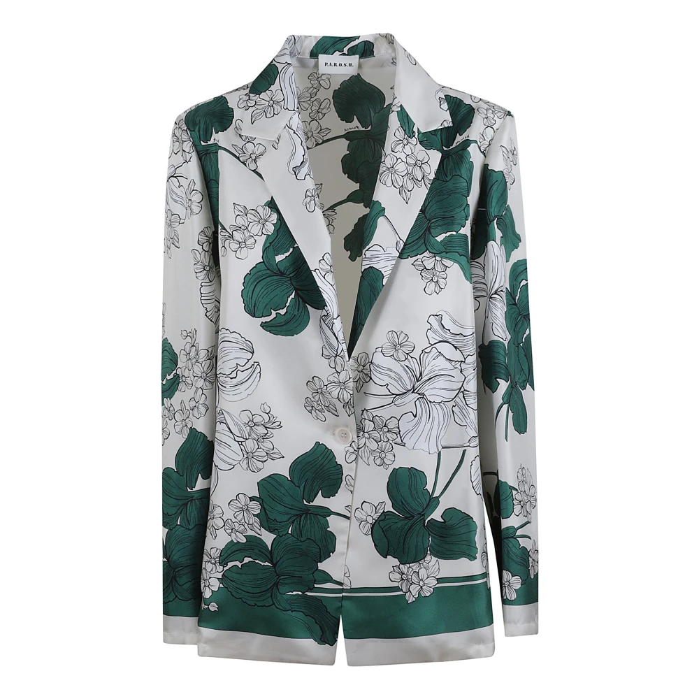 P.a.r.o.s.h. Elegante smaragdgroene zijden twill jas Multicolor Dames